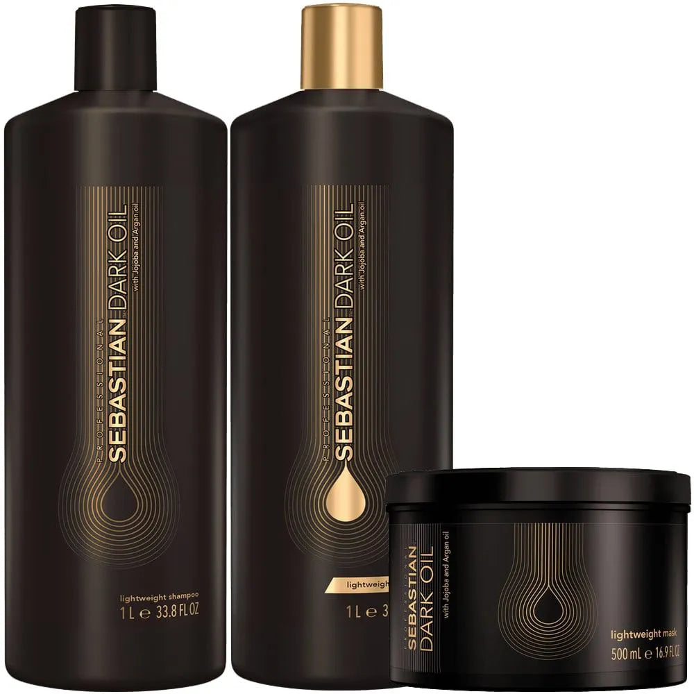 Sebastian Professional Dark Oil Trio Salon Shampoo 1L + Condicionador 1L + Máscara 500ml