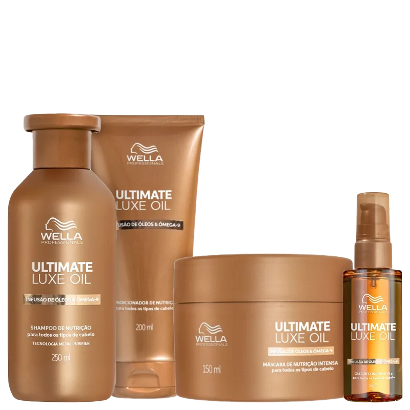 Wella Professionals Ultimate Luxe Oil Kit Full Shampoo 250ml + Condicionador 200ml + Máscara 150ml + Oleo 100ml