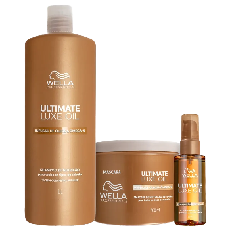 Wella Professionals Ultimate Luxe Oil Salon Trio Shampoo 1L + Máscara 500ml + Óleo 100ml