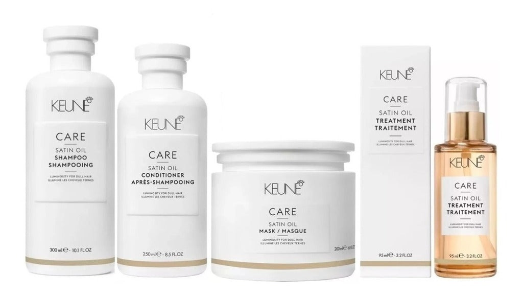 Keune Satin Oil Treatment Kit Full Shampoo 300ml + Condicionador 250ml + Máscara 200ml + Óleo 95ml