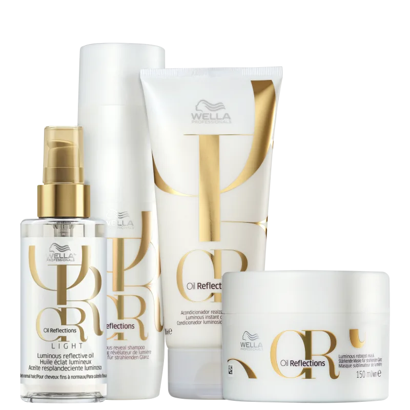 Wella Professionals Oil Reflections Light Kit Shampoo 250ml + Condicinador 200ml + Máscara 150ml + Óleo Light 100ml