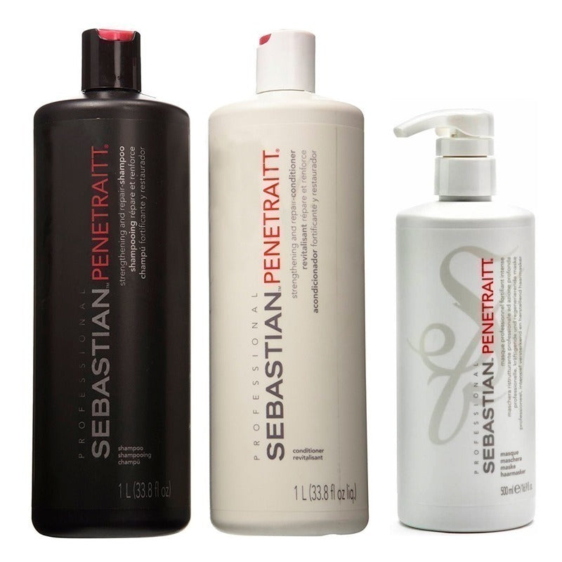 Sebastian Professional Penetraitt Trio Salon Shampoo 1L + Condicionador 1L + Máscara 500ml