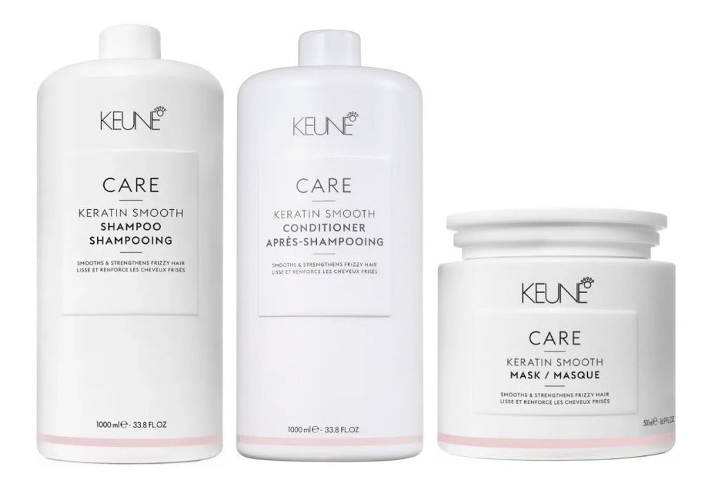 Keune Care Keratin Smooth Trio Salon Shampoo 1L + Condicionador 1l + Máscara 500ml