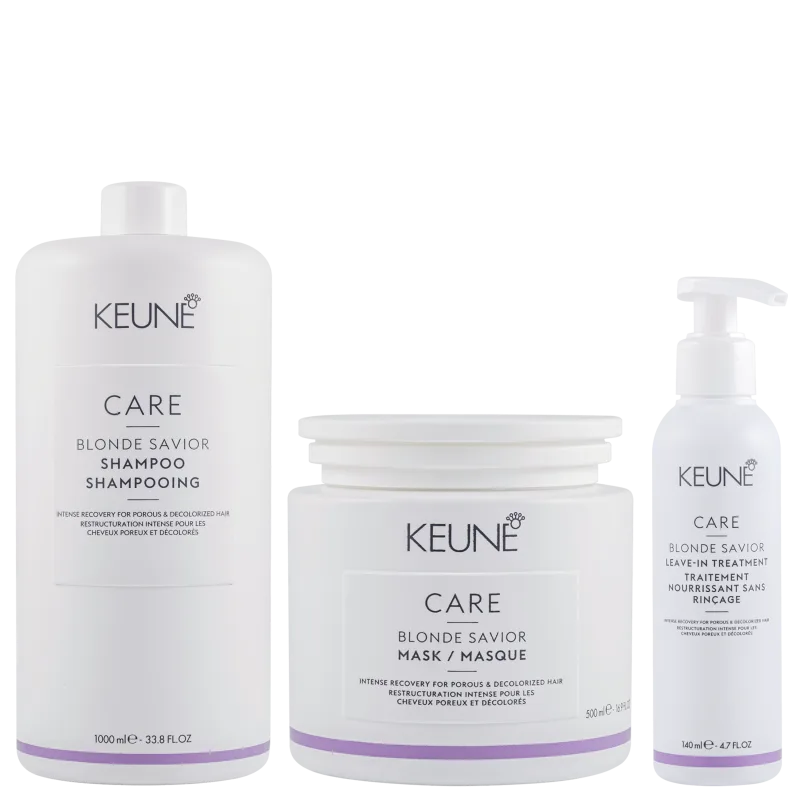 Keune Care Blonde Savior Shampoo Super Trio Shampoo 1L + Máscara 500ml + Leave in 140ml