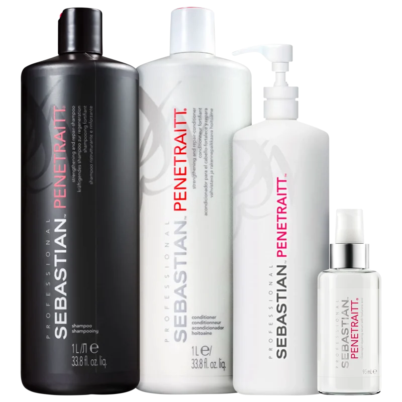 Sebastian Professional Penetraitt Tratamento Intenso Shampoo 1L + Condicionador 1L + Máscara 500ml + Sérum 95ml