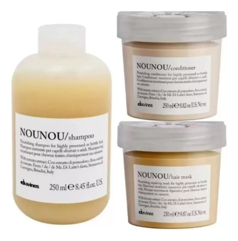 Davines Nounou Trio Shampoo 250ml + Condicionador 250ml + Máscara 250ml