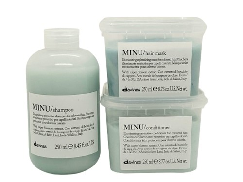 DAVINES MINU TRIO SHAMPOO 250ML + CONDICIONADOR 250ML + HAIR MASK 250 ML