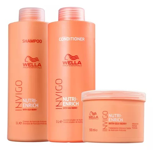 Wella Professionals Invigo Nutri-Enrich Salon kIT Shampoo 1L + Condicioandor 1L + Máscara 500ml