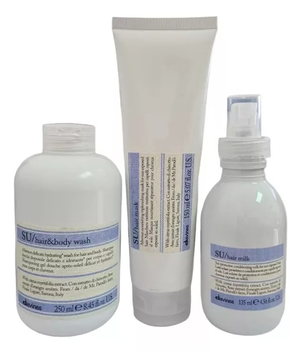 Davines Su Trio Shampoo 250ml + Máscara 150ml + Hair Milk 135ml