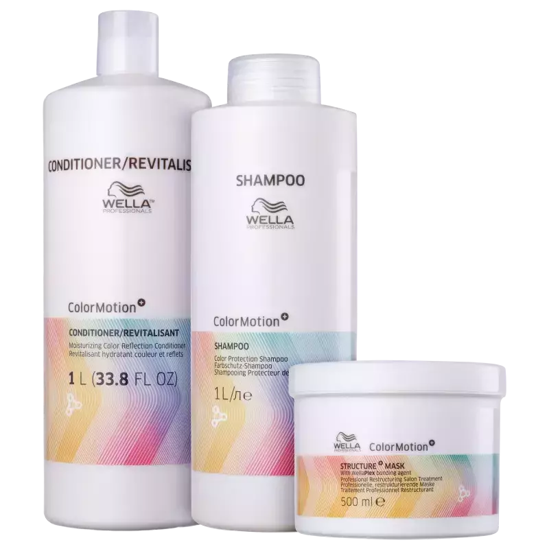 Wella Professionals Color Motion+ Trio Salon Shampoo 1L + Condicionador 1L + Máscara 500ml