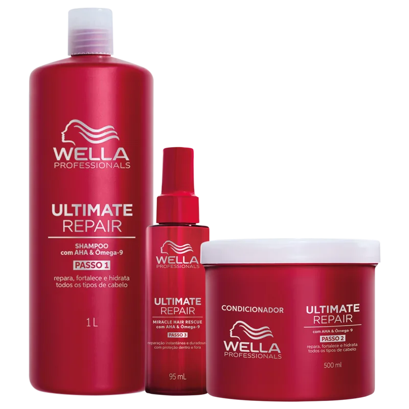 Kit Wella Professionals Ultimate Repair Shampoo 1L + Condicionador 500g + Leave-in 95ml