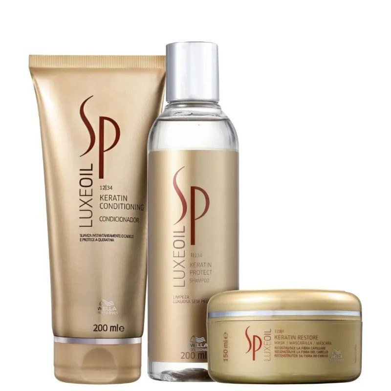 Wella SP Luxe Oil Keratin Shampoo 200ml + Condicionador 200ml + Máscara 150ml