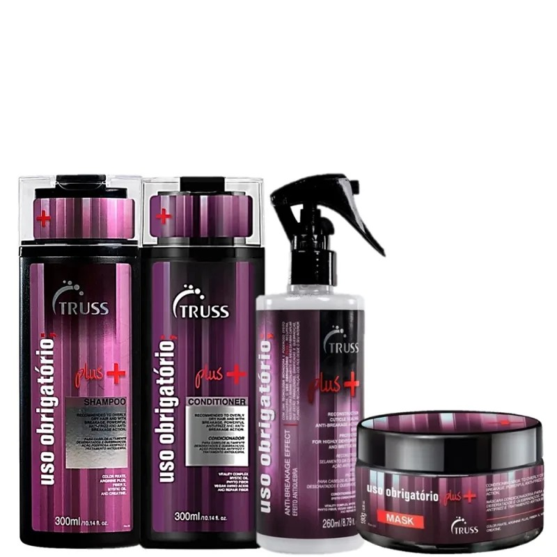 Truss Uso Obrigatório Plus+ Completo Shampoo 300ml + Condicionador 300ml + Máscara 180g + Leave in 260ml